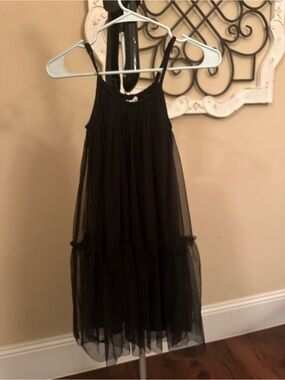Black Girls Mesh Tiered Dress